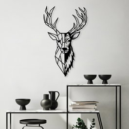 Wallity Red Deer 2 Escultura de pared de metal negra